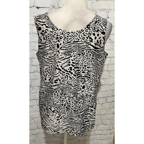 Chico's Black & White Zebra/Leopard Print Stretchy Tank Top Women's Size 3/XL/16 - Picture 4 of 6